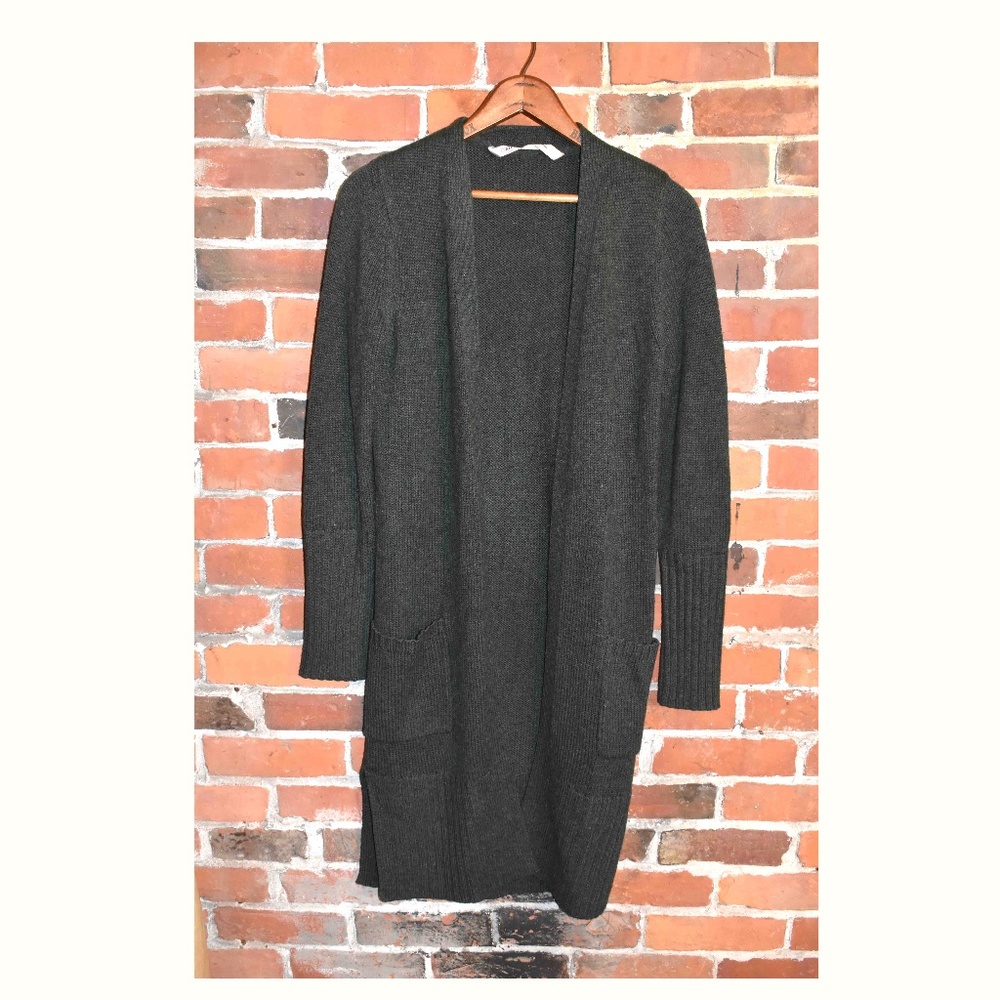 ATHLETA Merino Wool Dark Forest Green Duster Cardigan Open Sweater Size XXS!